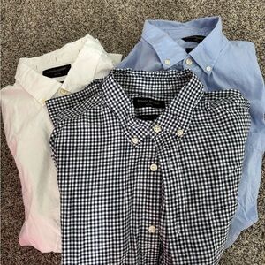 Banana Republic Men's Button-Down Shirt Trio - Navy Gingham, Light Blue, White